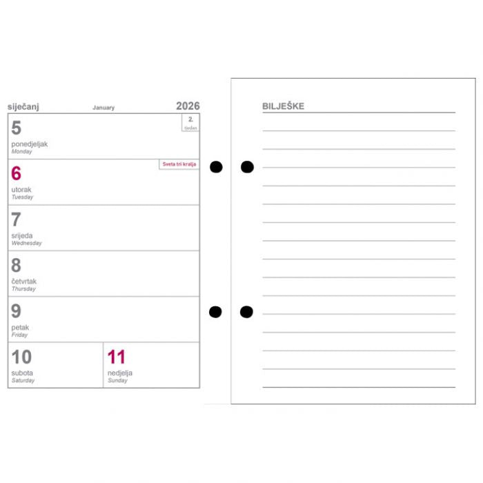 ULOŽAK ZA STOLNI KALENDAR-STANDARDNE RUPE 7 CM-TJEDNI