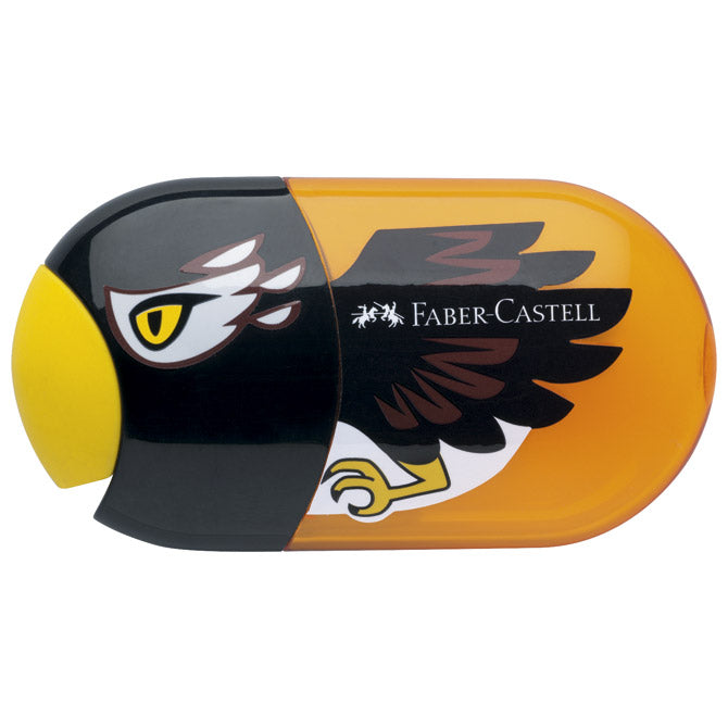 ŠILJILO-GUMICA PVC S PVC ŠKATLO 2 LUKNJI OREL FABER CASTELL 183527 ČRNO/ORANŽNO