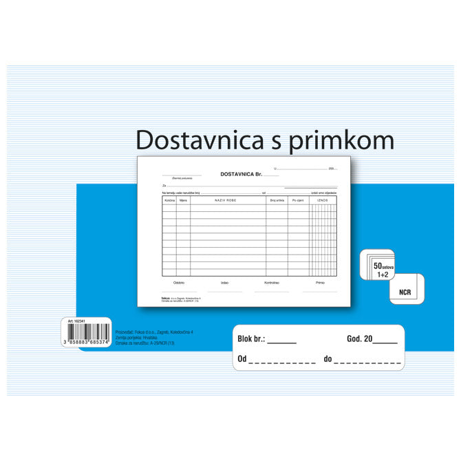 OBRAZAC A-29/NCR DOSTAVNICA S PRIMKOM A5 FOKUS