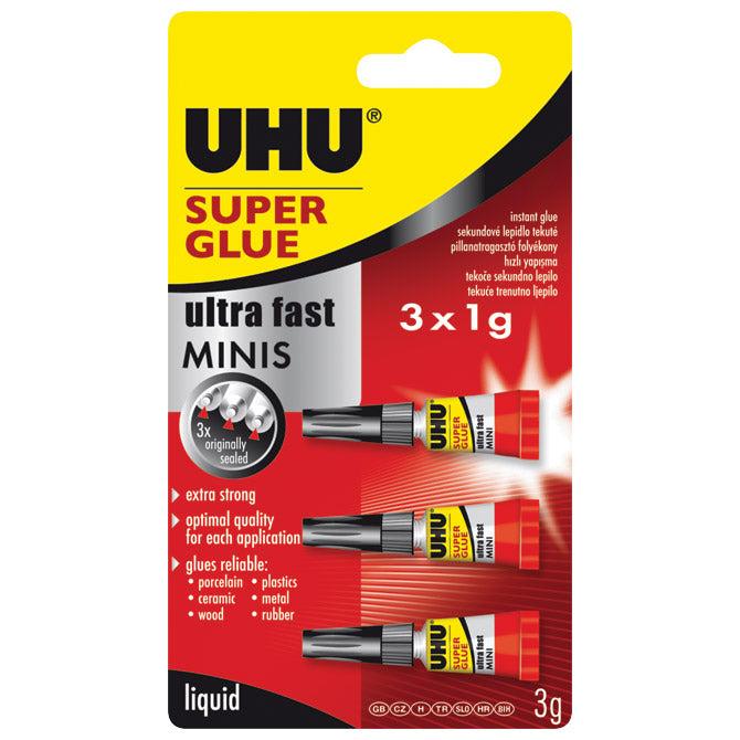 Ljepilo trenutačno  1g pk3 super glue minis(cianoakrilat) uhu 45415 blister