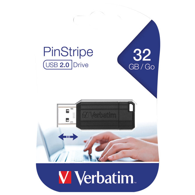MEMORIJA USB 32GB 2.0 PINSTRIPE VERBATIM 49064 CRNA BLISTER