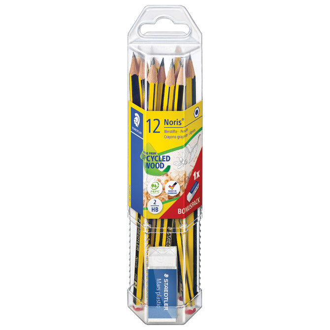 SVINČNIK GRAFITNI HB NORIS PK12 PLUS RADIRKA STAEDTLER 61 120P1 BLISTER