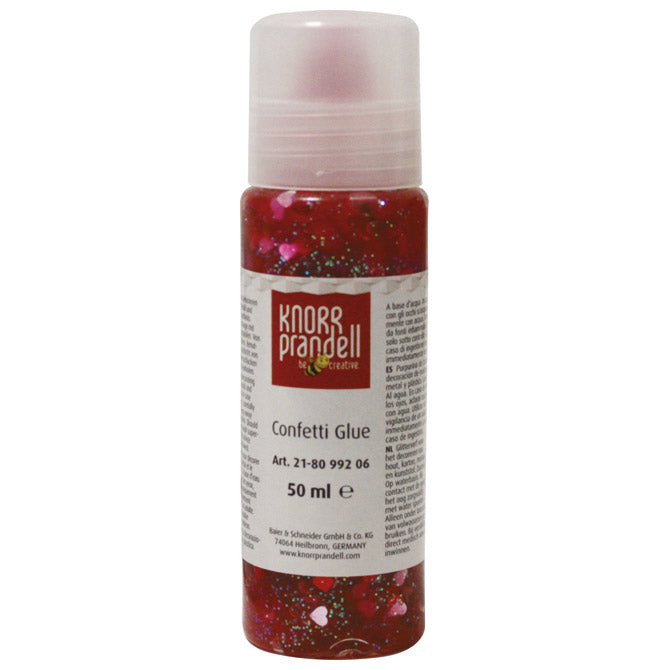 Ljepilo glitter konfeti 50ml srca knorr prandell 21-8099206 crveno