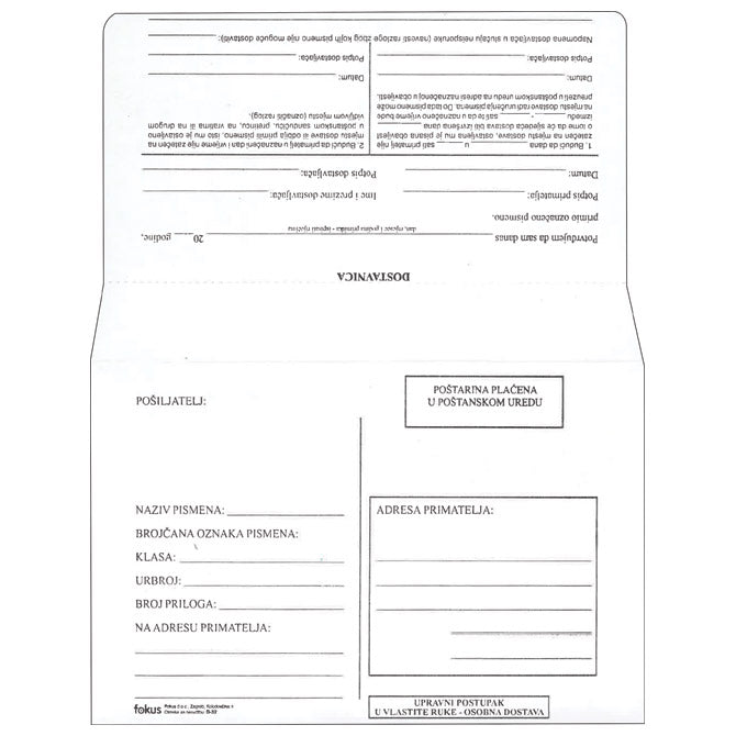 Kuverte b6-bb strip s povratnicom b-32 pk100 fokus