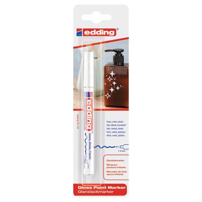 Marker permanentni sjajni lakirajući 1-2mm edding 751/1 bijeli blister