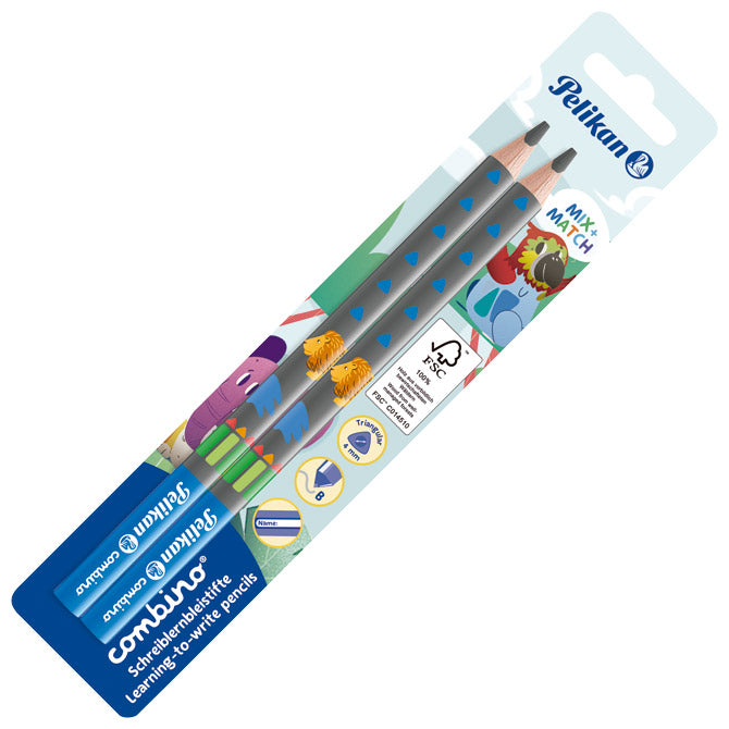 SVINČNIK GRAFITNI B COMBINO PK2 PELIKAN 811187 SIVA/PLAVA BLISTER