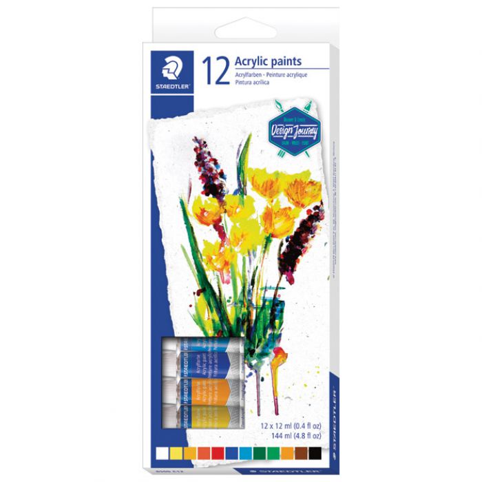 BOJA AKRILNA  12ML ALUMINIJSKA TUBA 12BOJA DESIGN JOURNEY STAEDTLER 8500 C12