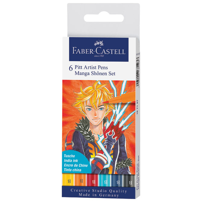 FLOMASTER PITT ARTIST  6BOJA MANGA SHONEN FABER CASTELL 167157 BLISTER