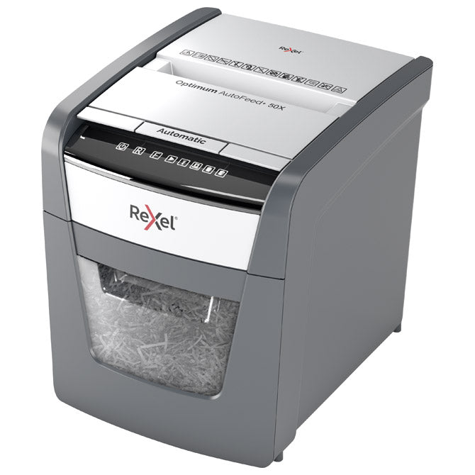 UNIČEVALEC DOKUMENTACIJE 50 (ROČNO 5) LISTOV CROSSCUT OPTIMUM AUTO FEED PLUS 50X REXEL 2020050XEU