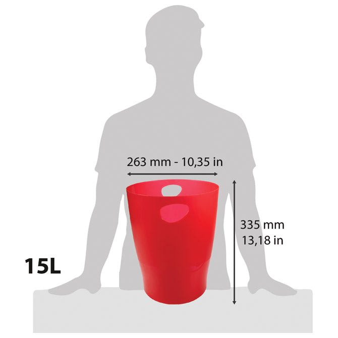 Koš za smeti pp 15l ecobin exacompta 45324d prozorno rdeč