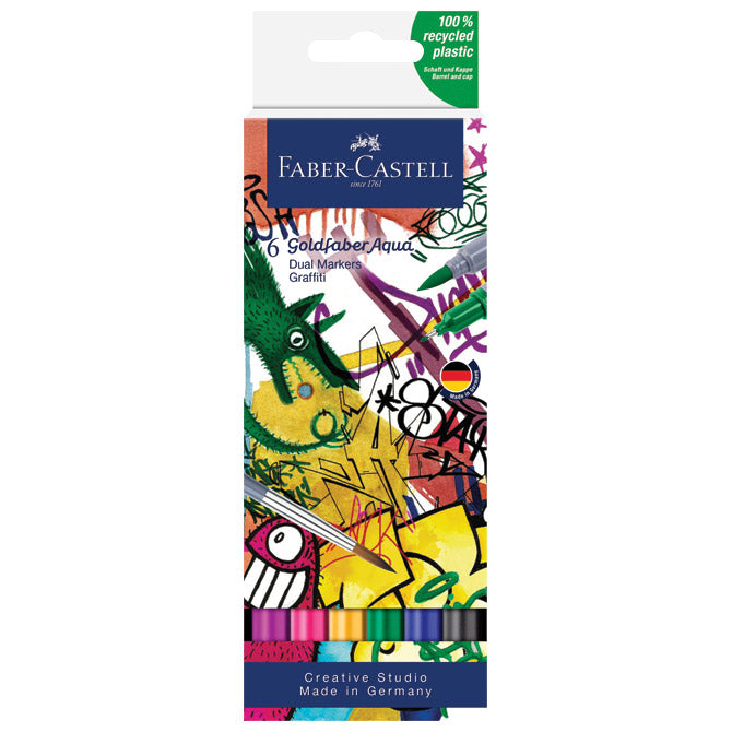 MARKER OBOSTRANI AKVAREL  6BOJA GRAFFITI GOLDFABER FABER CASTELL 164525 SORTIRANO BLISTER