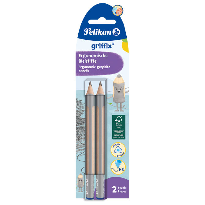 SVINČNIK GRAFITNI HB GRIFFIX PK2 PELIKAN 817011 SIVI BLISTER