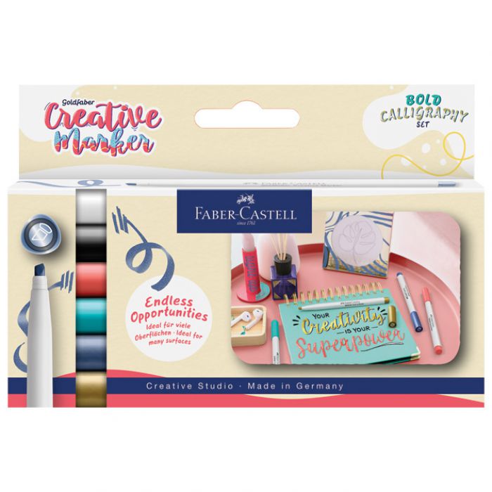 MARKER PERMANENTNI DEKORATIVNI CALLIGRAPHY PK6 FABER CASTELL 160906 SORT BLISTER