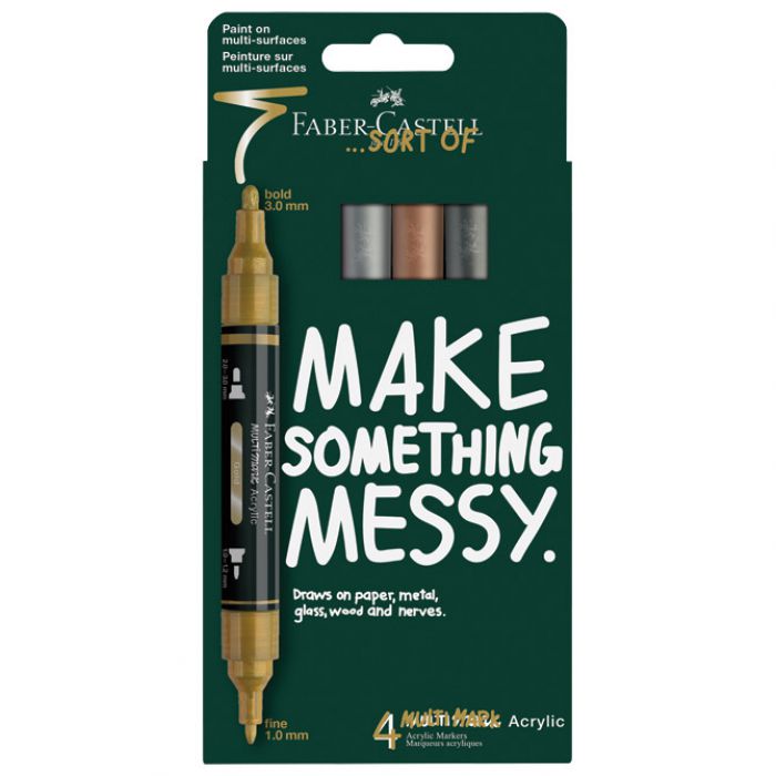 MARKER AKRILNI OBOSTRANI MULTIMARKER FABER CASTELL 186004/4BOJE METALIC BLISTER
