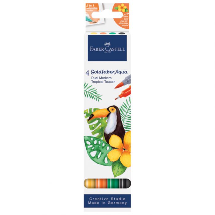 MARKER OBOSTRANI AKVAREL  4 BOJE TROPICAL GOLDFABER FABER CASTELL 164508 SORTIRANO BLISTER