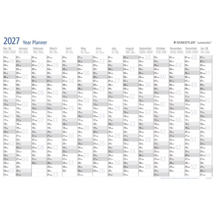 PLOČA PLANER GODIŠNJI ZA 2027.LUMOCOLOR STAEDTLER 641 YP-1 27