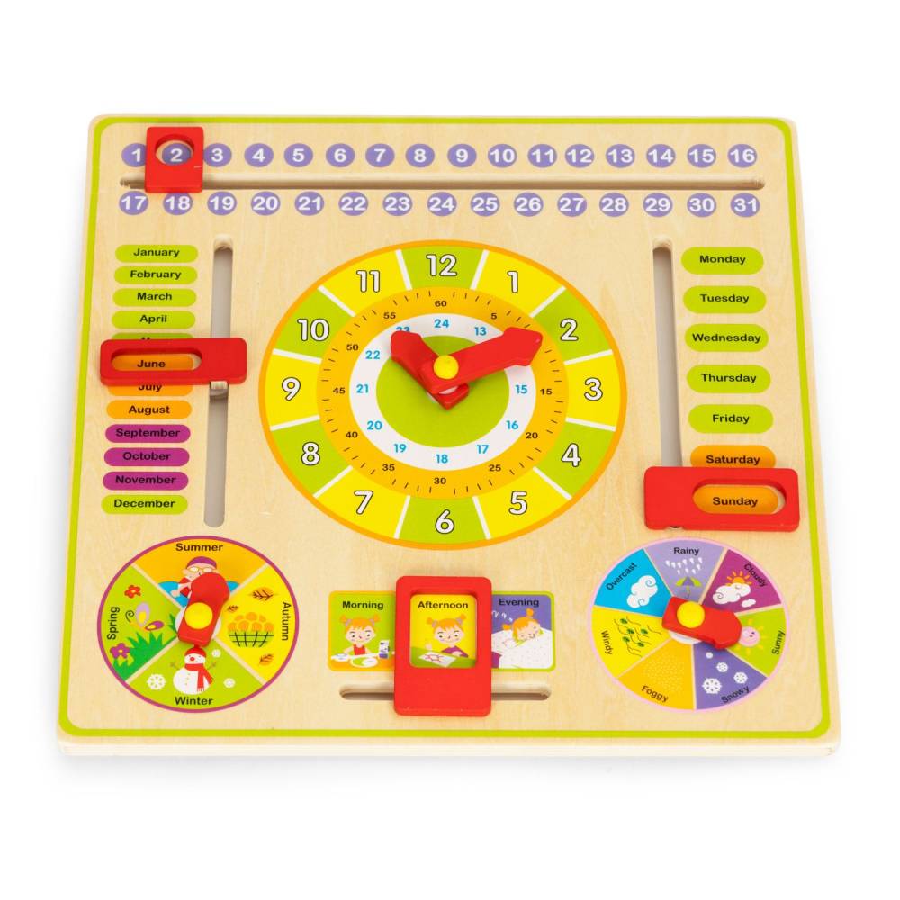 Ecotoys Drvena edukativna ploča kalendar na engleskom jeziku