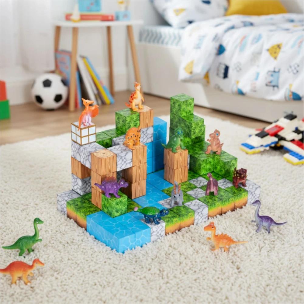 Magnetni set građevinske kocke Dinosauri - 114 dijelova