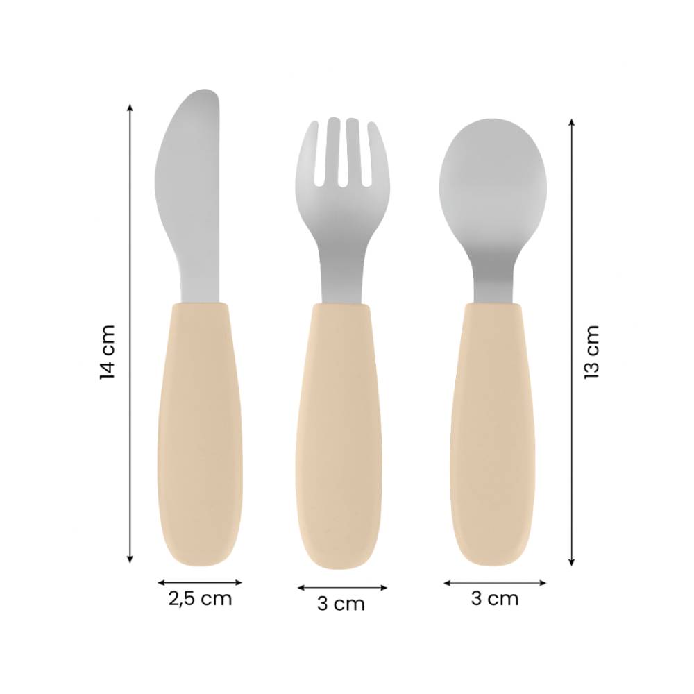 PETITE&MARS Set pribora za jelo od nehrđajućeg čelika sa silikonskom ručkom 12 m+ Take&Match, Sweet Pea