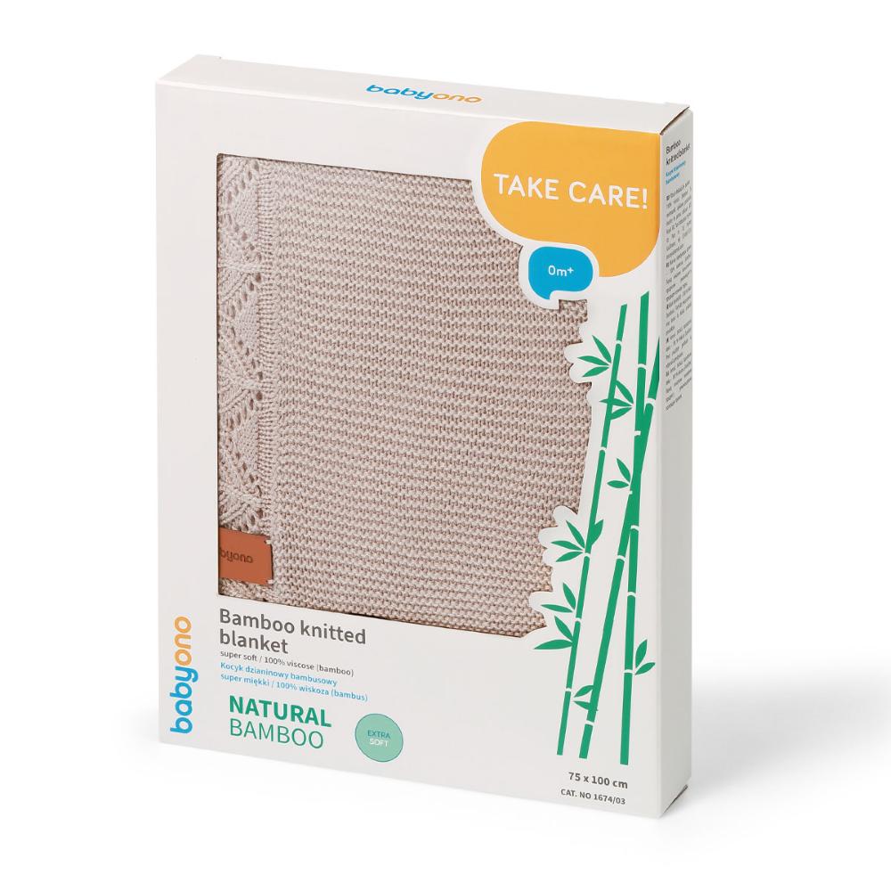 BabyOno Pletena bambus dekica s volanom 75x100 cm, bež