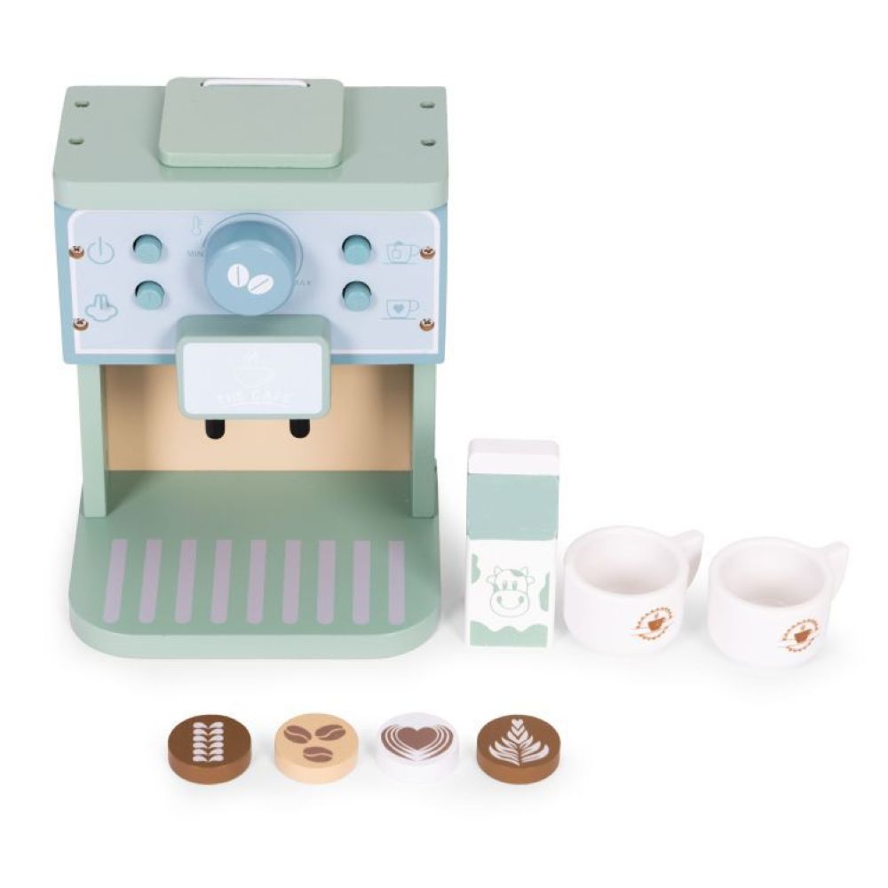 Ecotoys Drveni aparat za kavu Barista, 8 dijelova