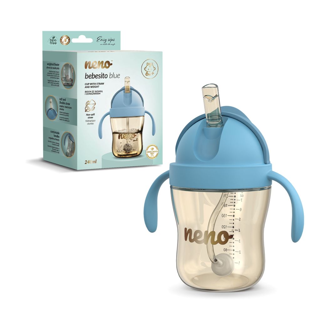 NENO BEBESITO bočica sa slamkom 240 ml, plava