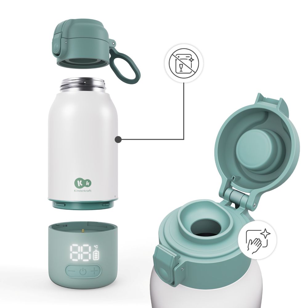 Kinderkraft GAJA prijenosni grijač - bočica/termosica s baterijom 500 ml, Green