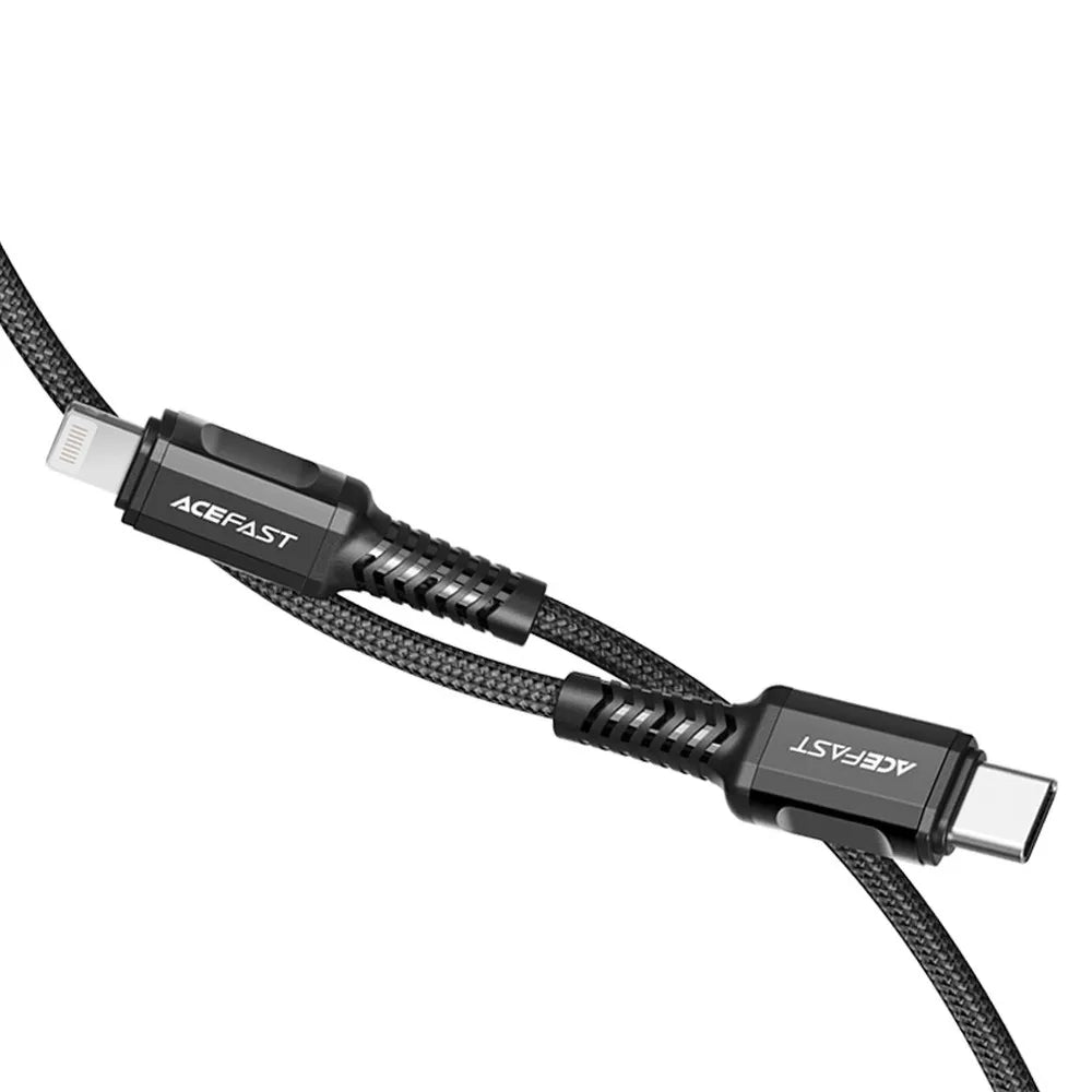 ACEFAST kabel Tip C za iPhone Lightning 8-pin MFi 3A PD30W aluminijska legura C1-01 1,2 m crna