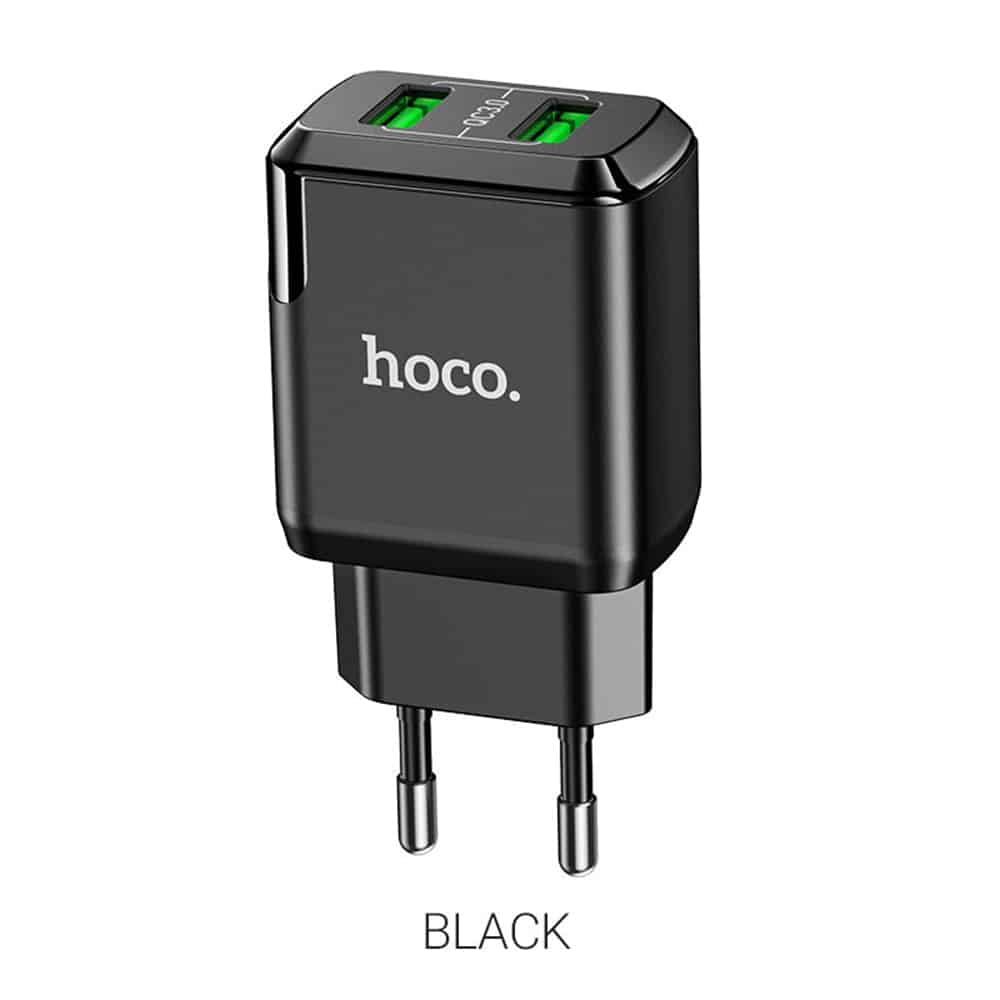 Hoco - Zidni punjač Charmer (N6) - 2xUSB-A, Q.C 3.0, 18W, 3.0A - crni
