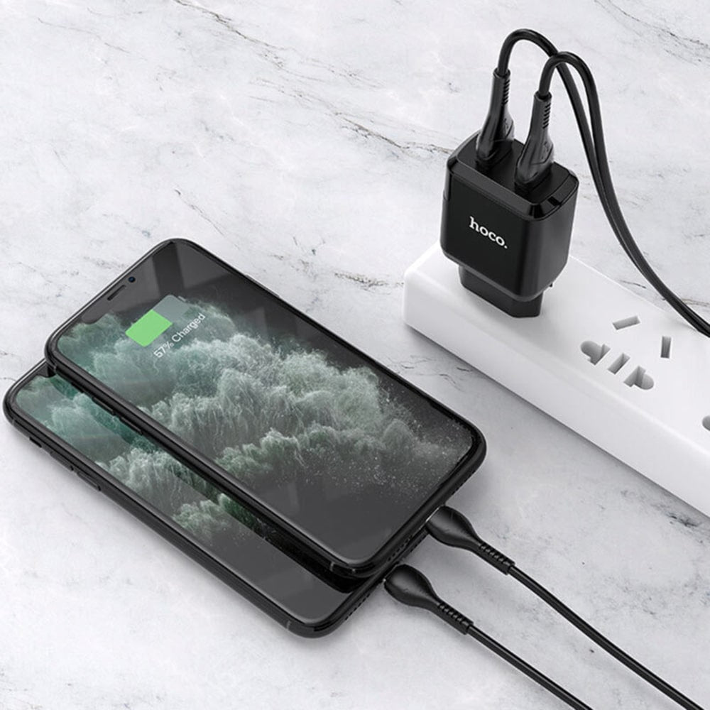 Hoco - Zidni punjač Charmer (N6) - 2xUSB-A, Q.C 3.0, 18W, 3.0A - crni