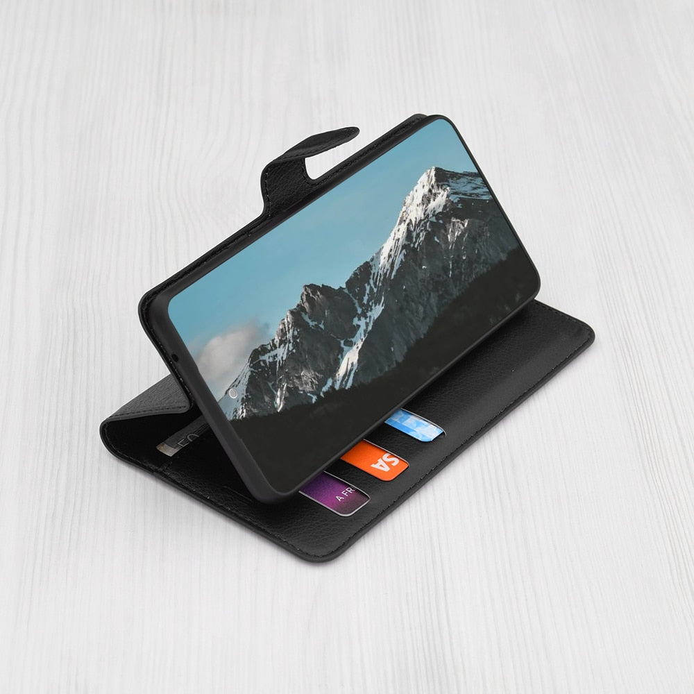 Techsuit – Leather Folio preklopna wallet maska za Samsung Galaxy Xcover7 – crna