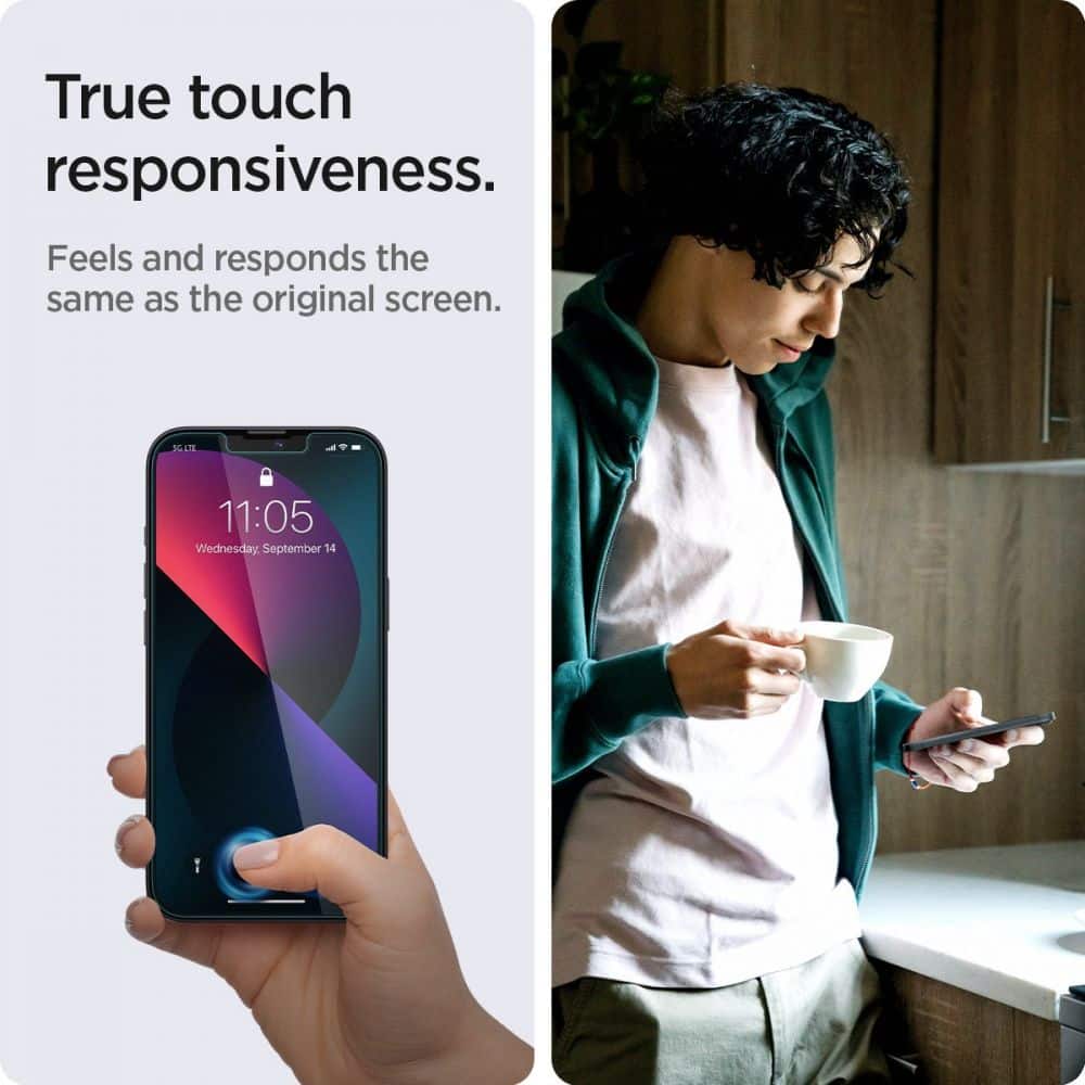 Spigen - Glas.TR EZ-FIT (2 kom) za iPhone 13 / 13 Pro / 14 / 16e - Privacy