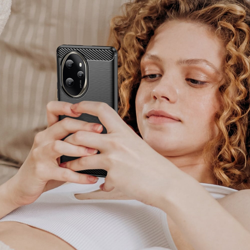 Techsuit Carbon Silicone maska za Honor 200 Pro – crna