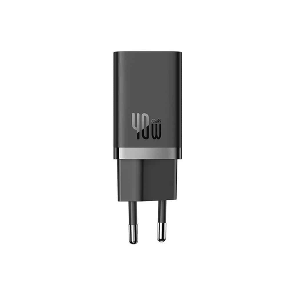 Baseus - zidni punjač (CCGP180101) - 2x Type-C - GaN - brzo punjenje - 40W - crni