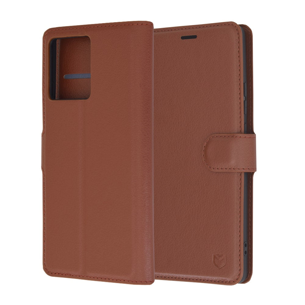 Techsuit Leather Folio preklopna maska za Motorola Edge 50 Ultra – smeđa