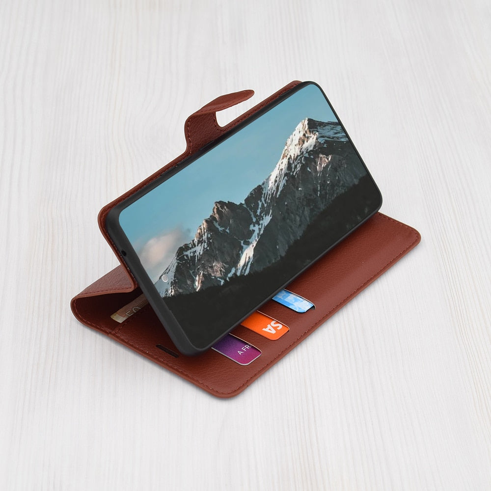 Techsuit Leather Folio preklopna maska za Motorola Edge 50 Ultra – smeđa