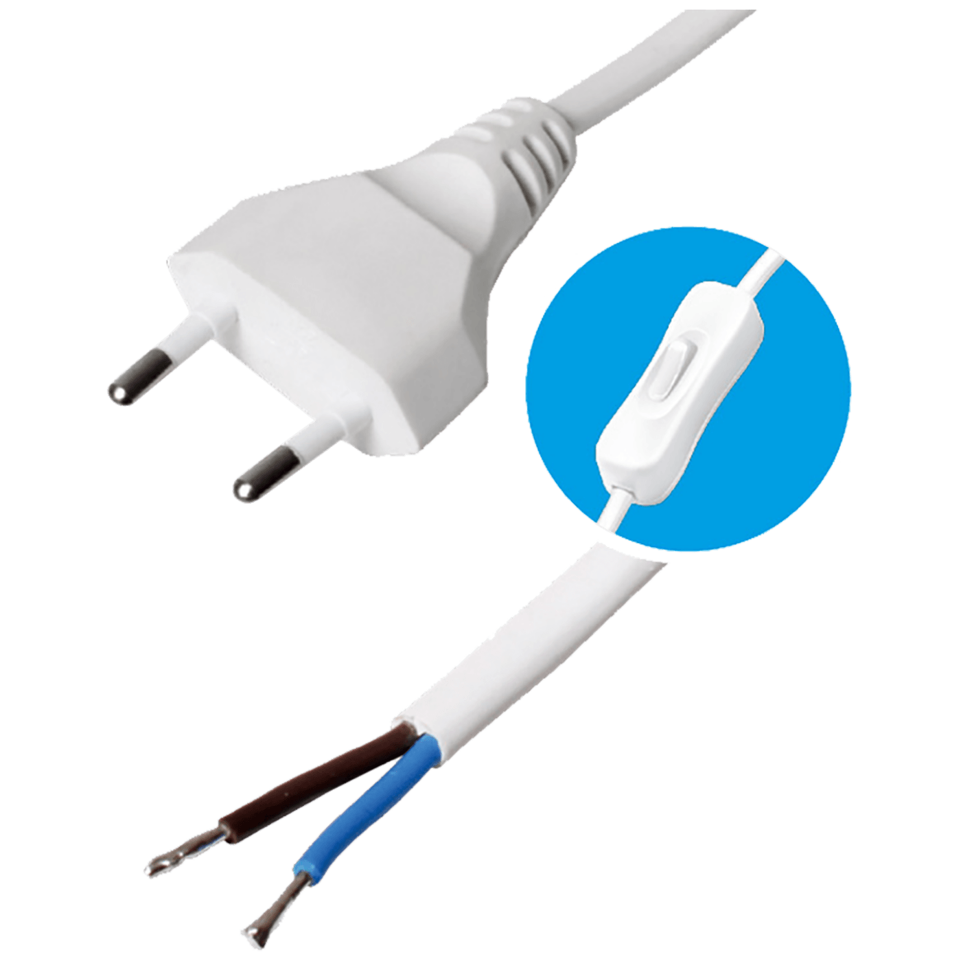 USE Kabel napojni sa prekidačem, 2 x 0.75mm², 2 met. - N 2K-2/WH