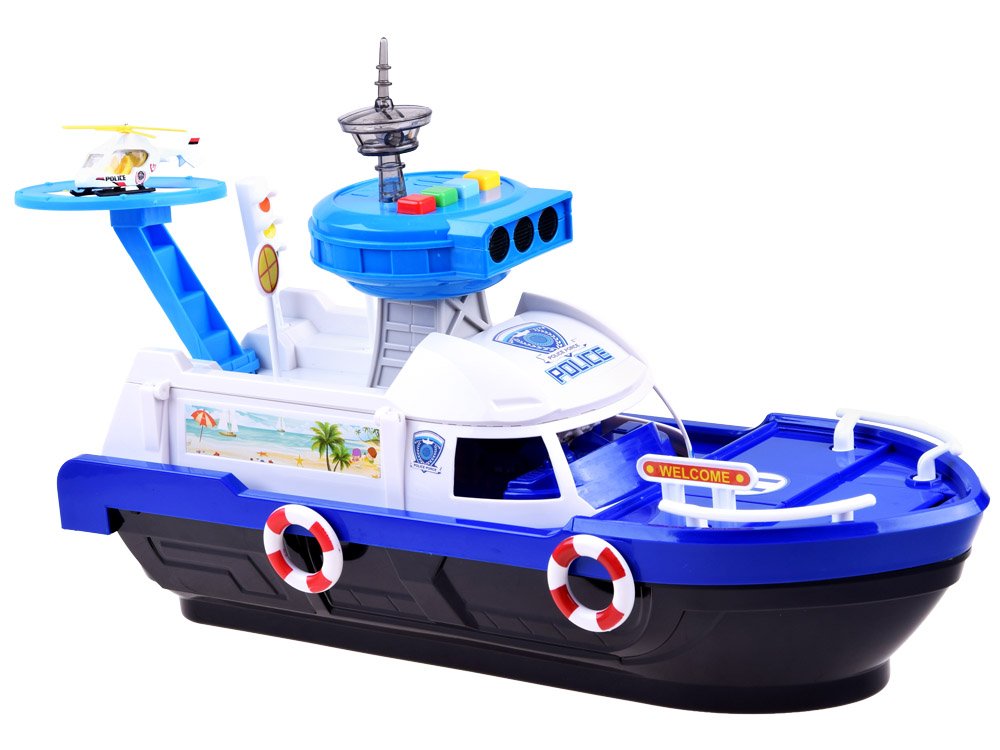 Policijski brod s dodatnim vozilima