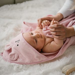 BabyOno Ručnik bambus 100x100 cm, with ears, prljavo roza