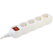 home Produžni kabel, 4 utičnic3, prekidač, 1.5mm², 3 met, bijeli - NV 4K-3/WH/1.5