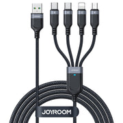 USB kabel 4u1 USB - A - 2 x USB - C / Lightning / Micro za punjenje i prijenos podataka 1,2 m - Crna KP27724