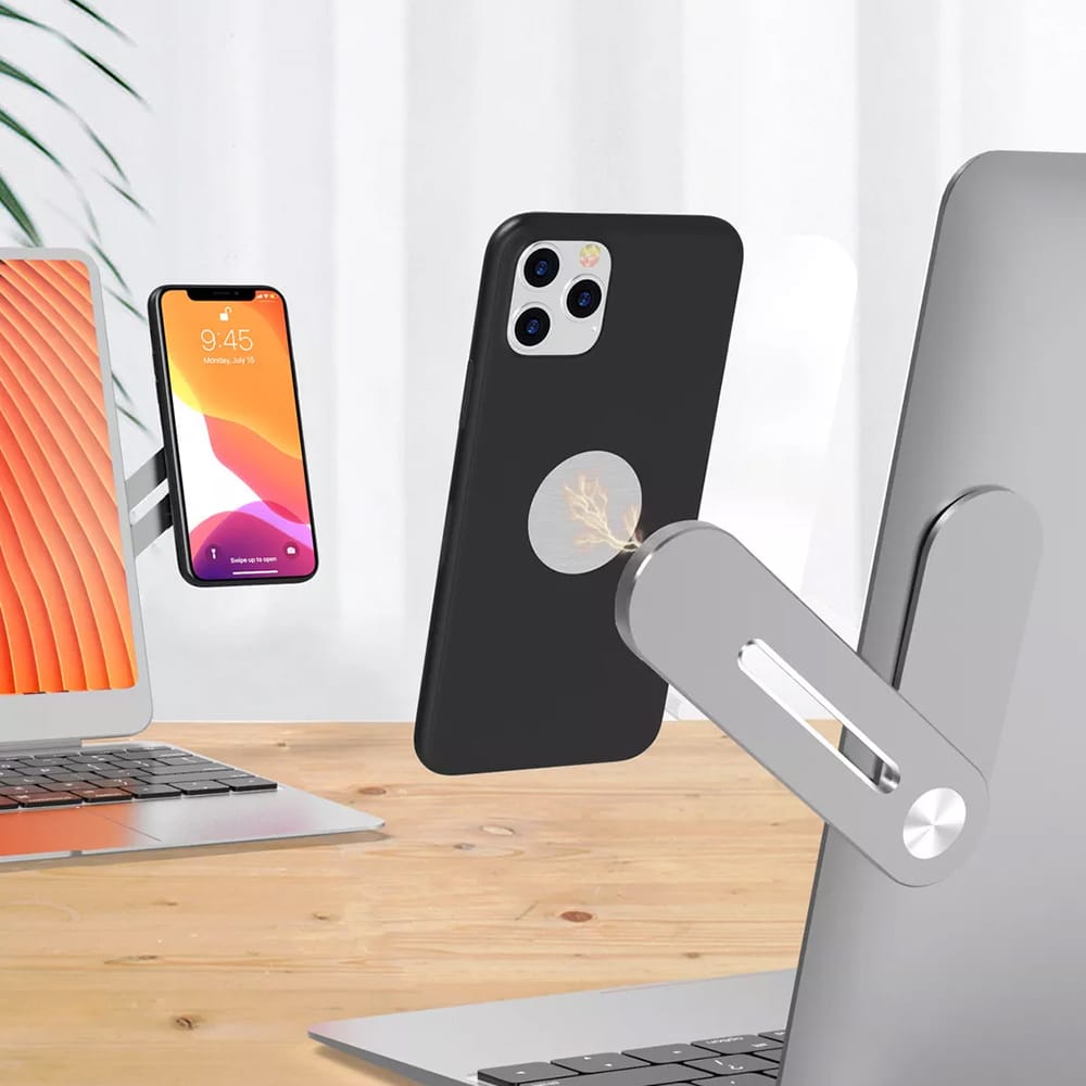 Techsuit - sklopivi držač telefona za prijenosno računalo / monitor - srebrni