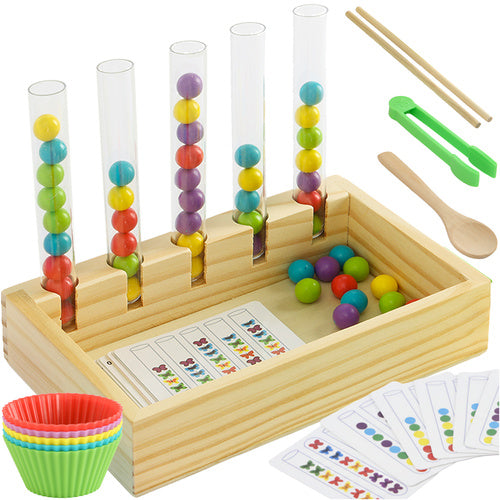 Drveni Montessori sorter - učenje brojanja i boja, 3+