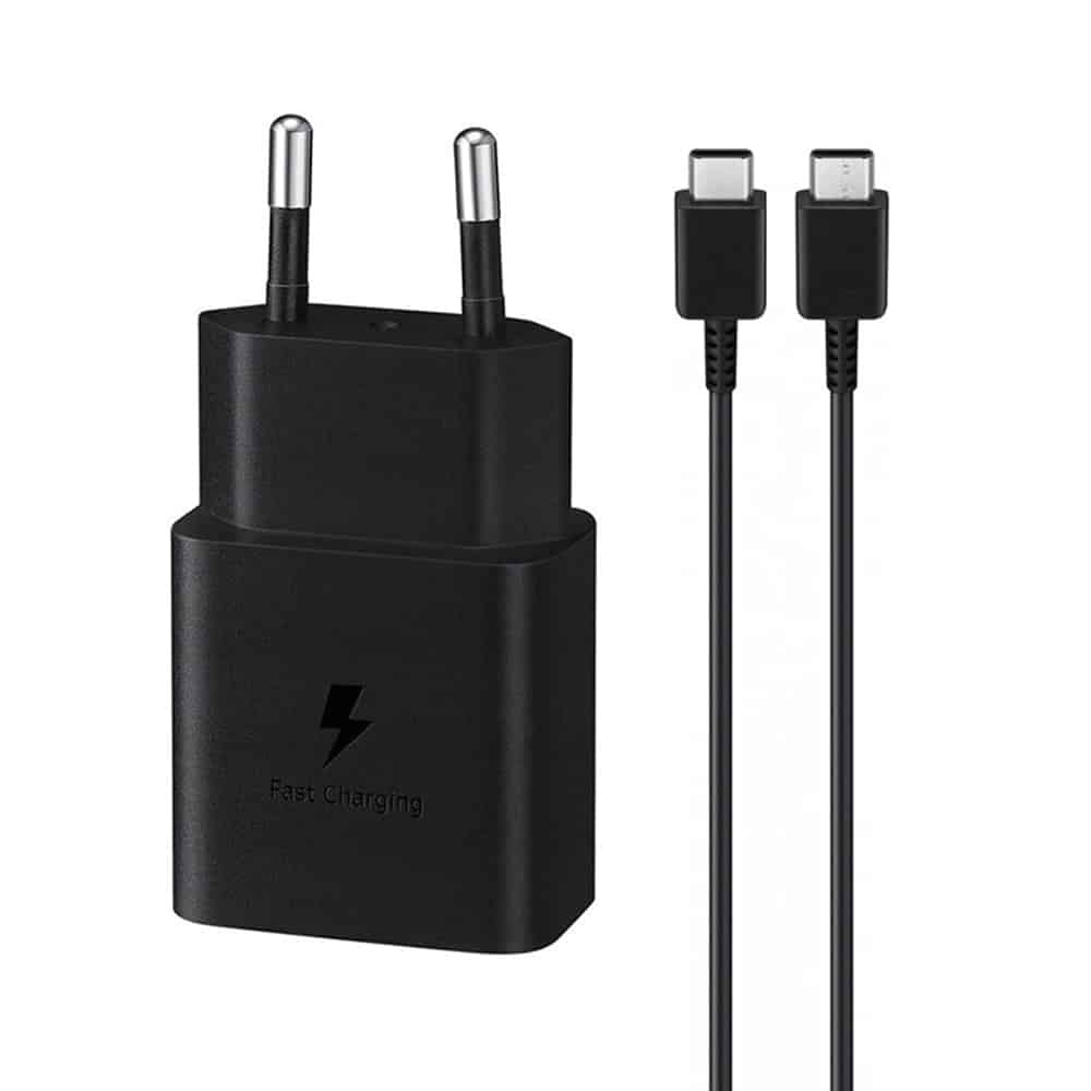 Samsung - Originalni zidni punjač (EP-T1510XBEGEU) - Brzo punjenje Type-C 15W s kabelom Type-C - Crni