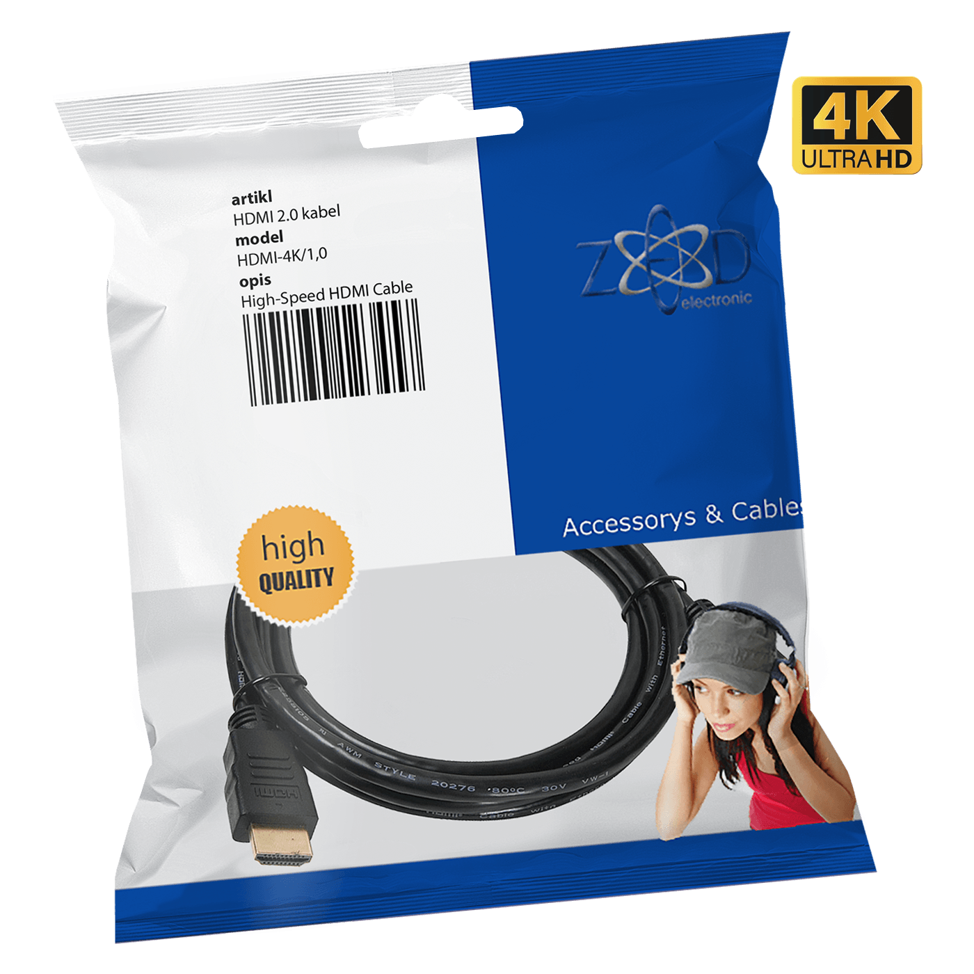 ZED electronic HDMI 2.0 kabl, 4K, dužina 1,0 met. - HDMI-4K/1,0