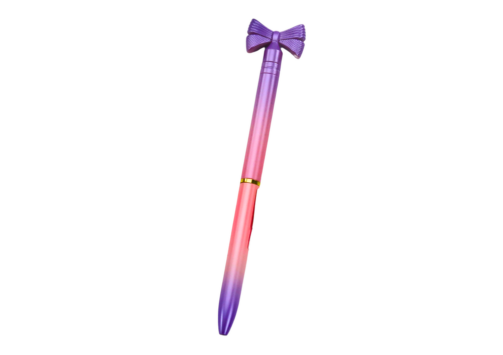 Pen with Bow Colorful Blue Refill 0.7mm Mix