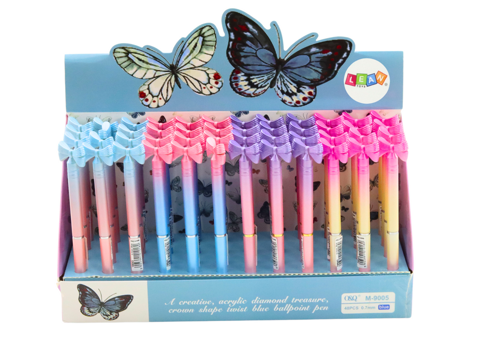 Pen with Bow Colorful Blue Refill 0.7mm Mix