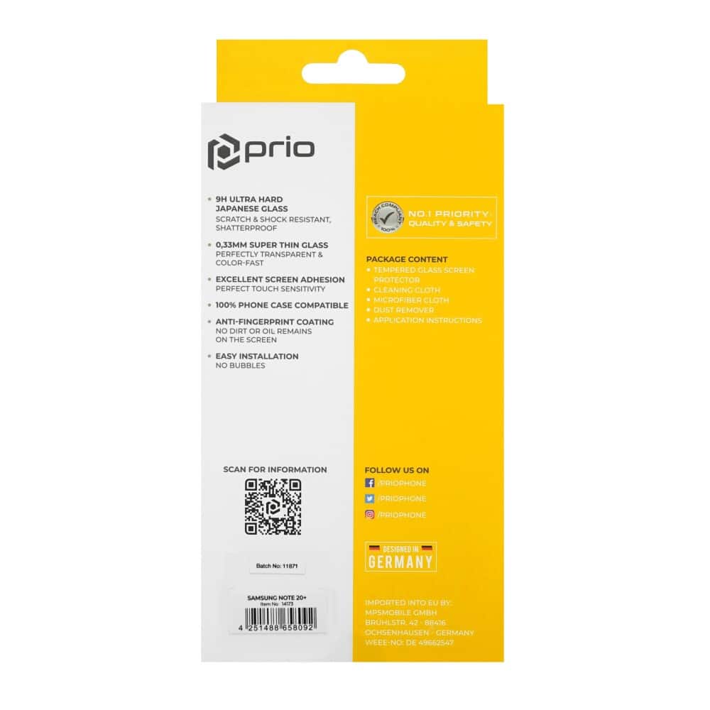Prio 3D zaštitno staklo od kaljenog stakla za Samsung Note20 Ultra crno