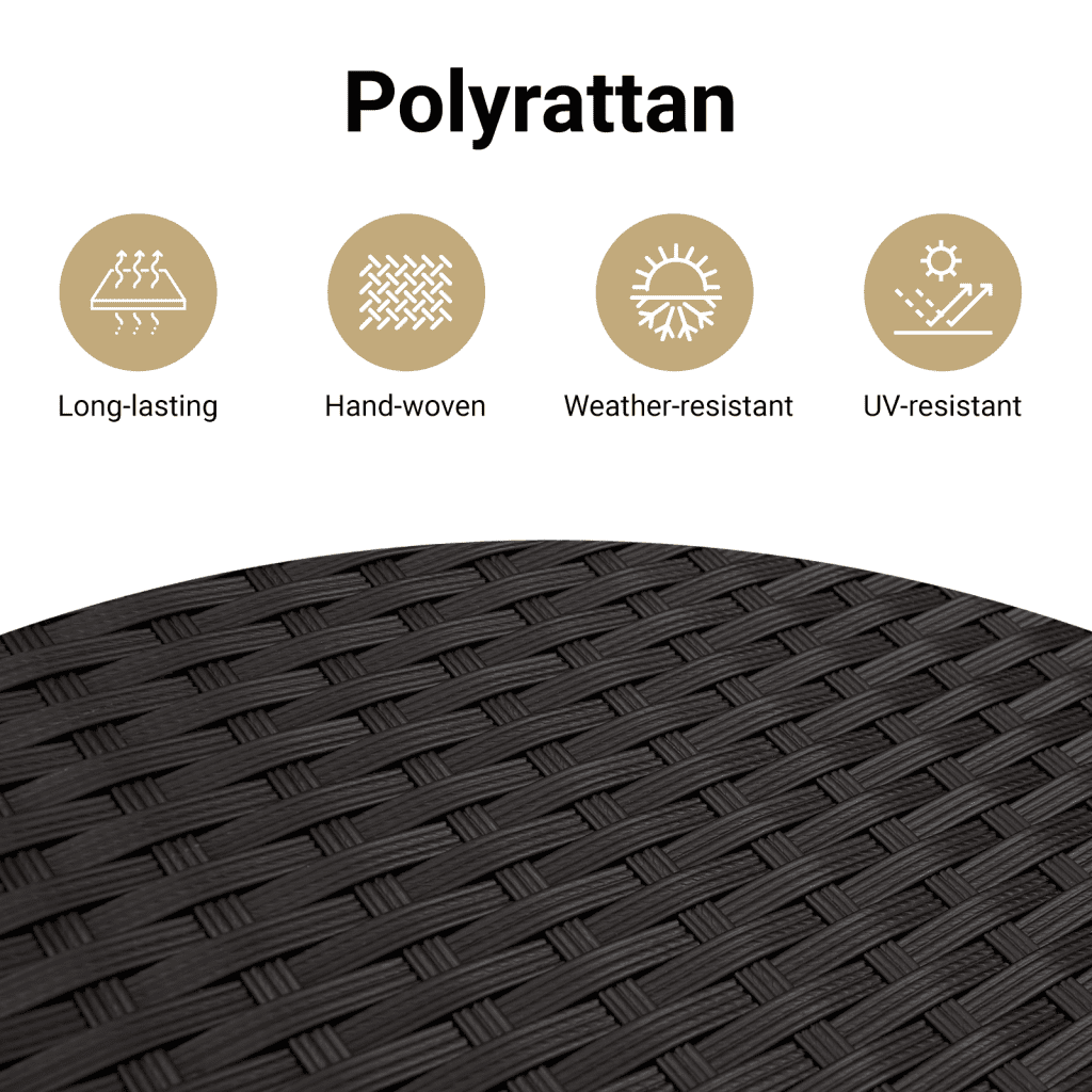 Vrtni set od 3 dijela s jastucima, crni poliratan