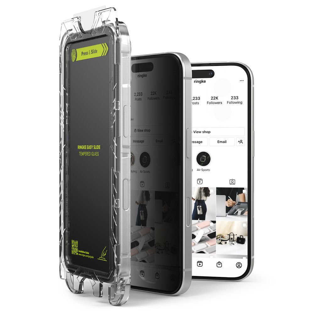 Kaljeno staklo Ringke Easy Slide (2 kom) za iPhone 16 Pro Max - Privacy